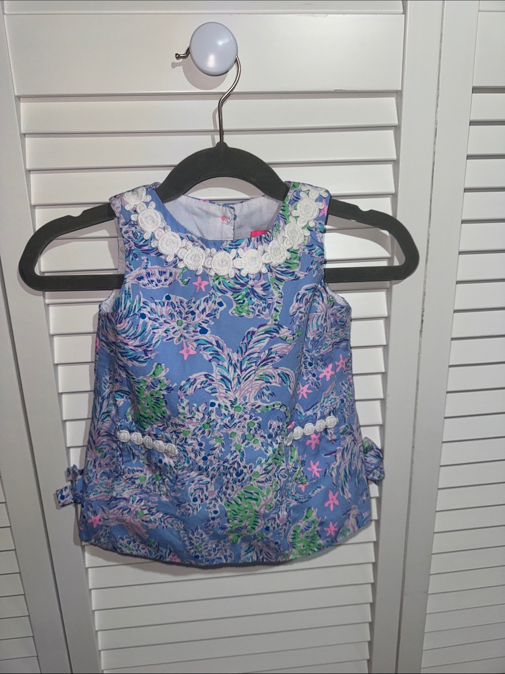 Lilly Pulitzer Infant Blue Floral Sleeveless Dress with Pink & Green Accents